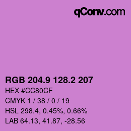 カラーコード: RGB 204.9 128.2 207 | qconv.com
