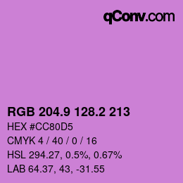カラーコード: RGB 204.9 128.2 213 | qconv.com