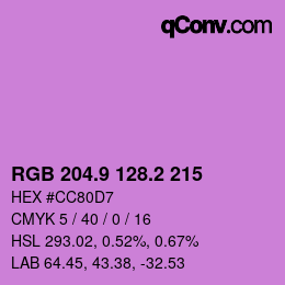 カラーコード: RGB 204.9 128.2 215 | qconv.com
