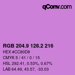 カラーコード: RGB 204.9 128.2 216 | qconv.com