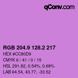 カラーコード: RGB 204.9 128.2 217 | qconv.com