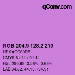 カラーコード: RGB 204.9 128.2 219 | qconv.com