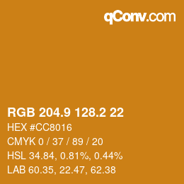 カラーコード: RGB 204.9 128.2 22 | qconv.com