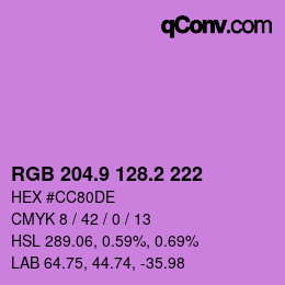 カラーコード: RGB 204.9 128.2 222 | qconv.com