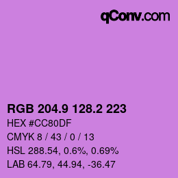 カラーコード: RGB 204.9 128.2 223 | qconv.com