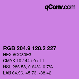 カラーコード: RGB 204.9 128.2 227 | qconv.com