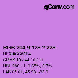 カラーコード: RGB 204.9 128.2 228 | qconv.com