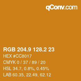 カラーコード: RGB 204.9 128.2 23 | qconv.com