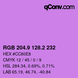 カラーコード: RGB 204.9 128.2 232 | qconv.com