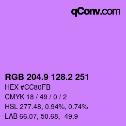 カラーコード: RGB 204.9 128.2 251 | qconv.com