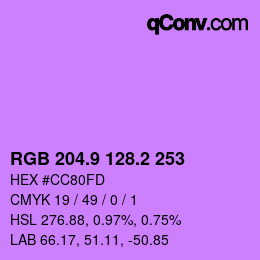 カラーコード: RGB 204.9 128.2 253 | qconv.com