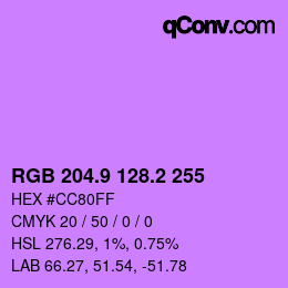 カラーコード: RGB 204.9 128.2 255 | qconv.com