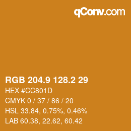 カラーコード: RGB 204.9 128.2 29 | qconv.com