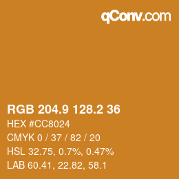 カラーコード: RGB 204.9 128.2 36 | qconv.com