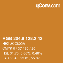 カラーコード: RGB 204.9 128.2 42 | qconv.com