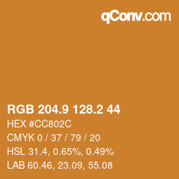 カラーコード: RGB 204.9 128.2 44 | qconv.com