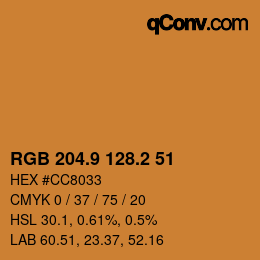 カラーコード: RGB 204.9 128.2 51 | qconv.com