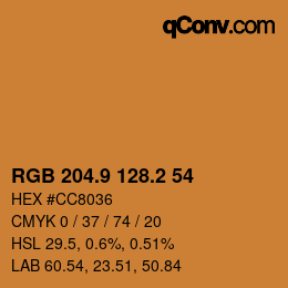 カラーコード: RGB 204.9 128.2 54 | qconv.com