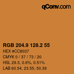 カラーコード: RGB 204.9 128.2 55 | qconv.com