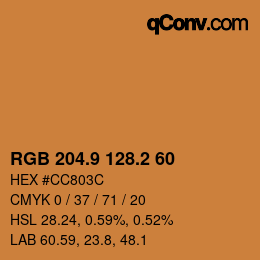 カラーコード: RGB 204.9 128.2 60 | qconv.com