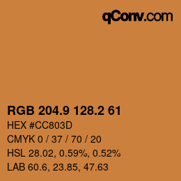Color code: RGB 204.9 128.2 61 | qconv.com