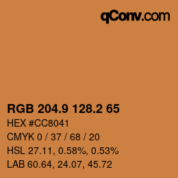 カラーコード: RGB 204.9 128.2 65 | qconv.com