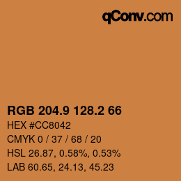 カラーコード: RGB 204.9 128.2 66 | qconv.com