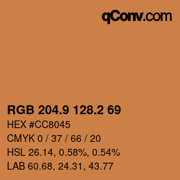 カラーコード: RGB 204.9 128.2 69 | qconv.com