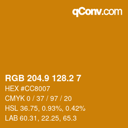 カラーコード: RGB 204.9 128.2 7 | qconv.com