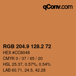 カラーコード: RGB 204.9 128.2 72 | qconv.com