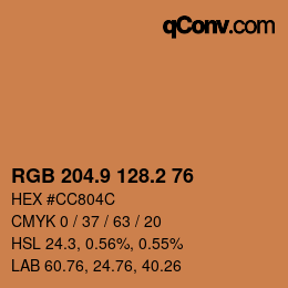 カラーコード: RGB 204.9 128.2 76 | qconv.com