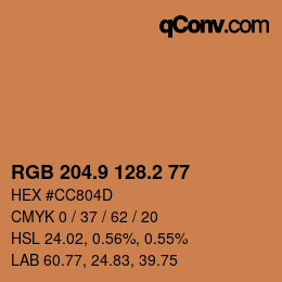 カラーコード: RGB 204.9 128.2 77 | qconv.com