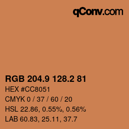 カラーコード: RGB 204.9 128.2 81 | qconv.com