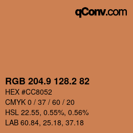 カラーコード: RGB 204.9 128.2 82 | qconv.com
