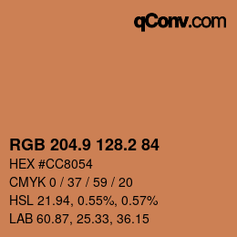 カラーコード: RGB 204.9 128.2 84 | qconv.com