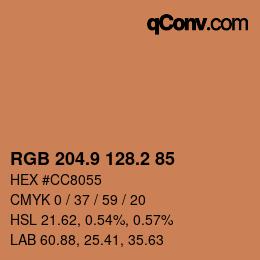 カラーコード: RGB 204.9 128.2 85 | qconv.com