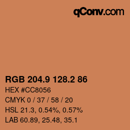 カラーコード: RGB 204.9 128.2 86 | qconv.com