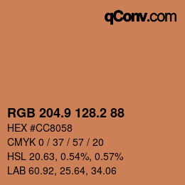 カラーコード: RGB 204.9 128.2 88 | qconv.com