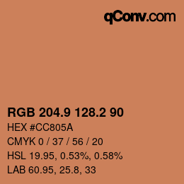 カラーコード: RGB 204.9 128.2 90 | qconv.com