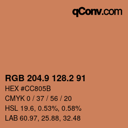 カラーコード: RGB 204.9 128.2 91 | qconv.com