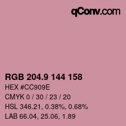 Color code: RGB 204.9 144 158 | qconv.com