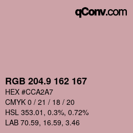 Color code: RGB 204.9 162 167 | qconv.com