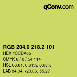 カラーコード: RGB 204.9 218.2 101 | qconv.com