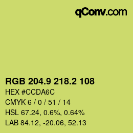 カラーコード: RGB 204.9 218.2 108 | qconv.com