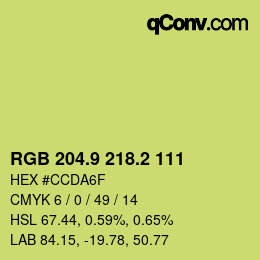 カラーコード: RGB 204.9 218.2 111 | qconv.com