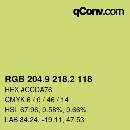 カラーコード: RGB 204.9 218.2 118 | qconv.com