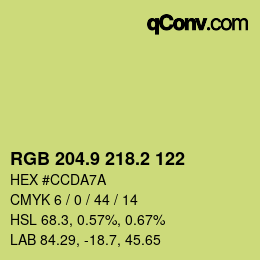 カラーコード: RGB 204.9 218.2 122 | qconv.com
