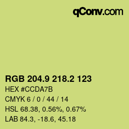 カラーコード: RGB 204.9 218.2 123 | qconv.com