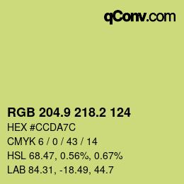 カラーコード: RGB 204.9 218.2 124 | qconv.com