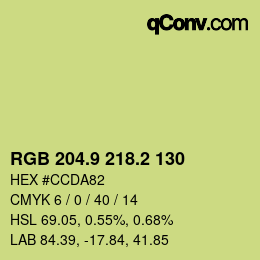 カラーコード: RGB 204.9 218.2 130 | qconv.com